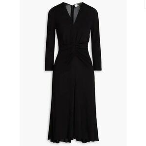 Diane Von Furstenberg jersey ruched Black Long Sleeve Dress size L
